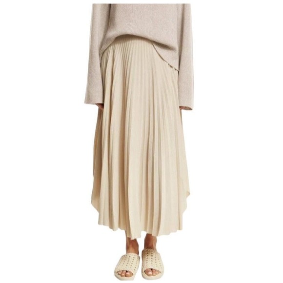 Helmut Lang Pleated Chiffon Midi Skirt Womens Size 2 High Waist  Oyster NEW - Picture 2 of 13
